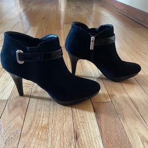 Bandolino Black Suede Booties, Never Worn, Size 8 1/2